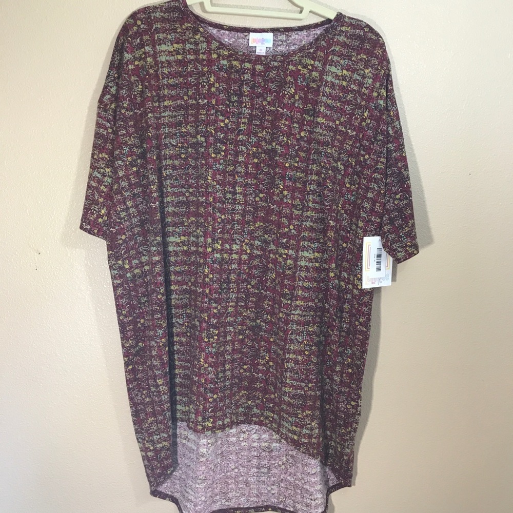 LuLaRoe Irma NWT, Maroon & Yellow, Sz M